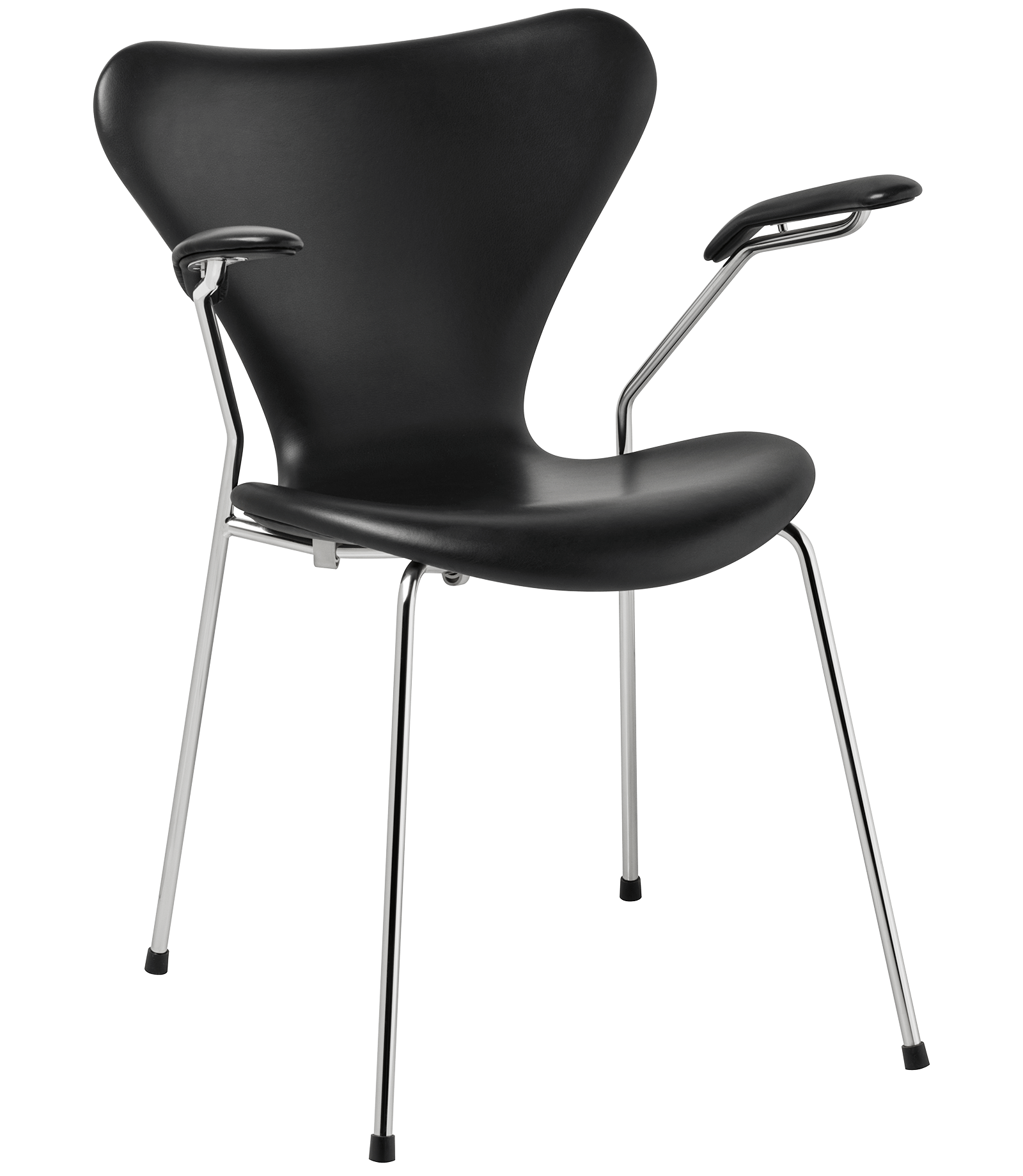 Fritz Hansen Syveren - Serie 7 - Model 3207 - Fuldpolstret l�der, Essential l&aelig;der, sort, Timm M&oslash;bler