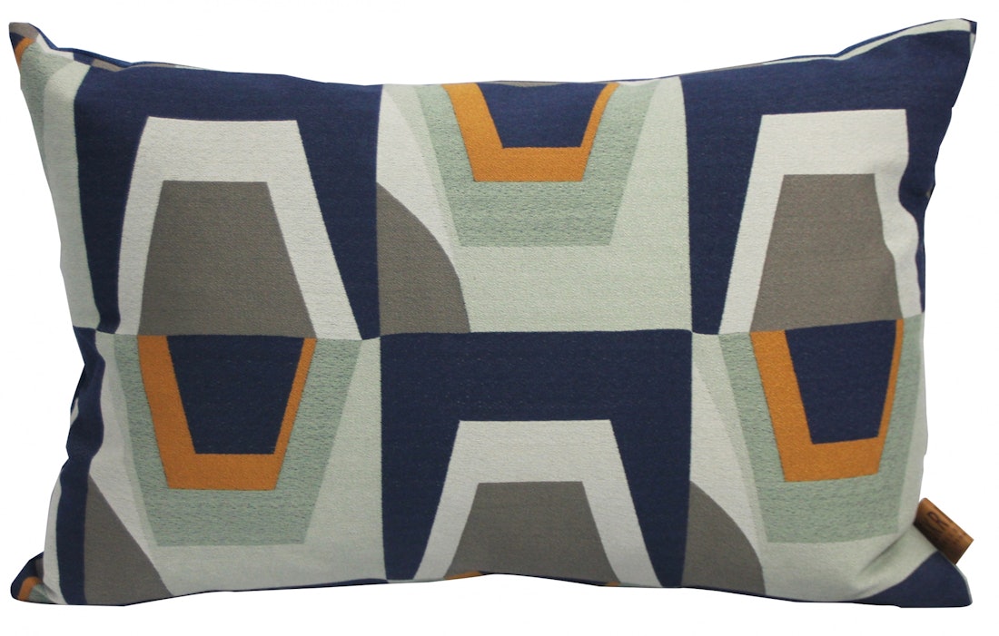 Skriver Collection Seventies Cushion - Blue/Yellow, Timm Møbler